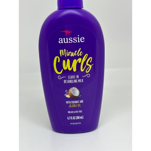 Aussie Miracle Curls Leave-In Detangling Milk 6.7 Fl Oz With Coconut Jojoba Oil - Picture 2 of 5